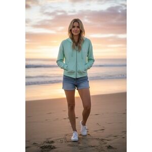 "American Eagle x Maui and Sons" Mint Green Cropped Zip Shark Hoodie XS/S READ!